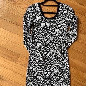 Banana Republic Black Cheetah Sweater Dress